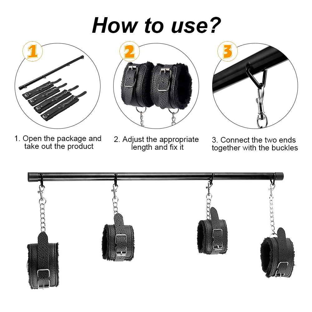 BDSM Neck to Wrist Restraints Bondage Set Adjustable Bondage Set Bed SM Games Play Sex Toys for Women Couples ﻿Adult Goods 18+