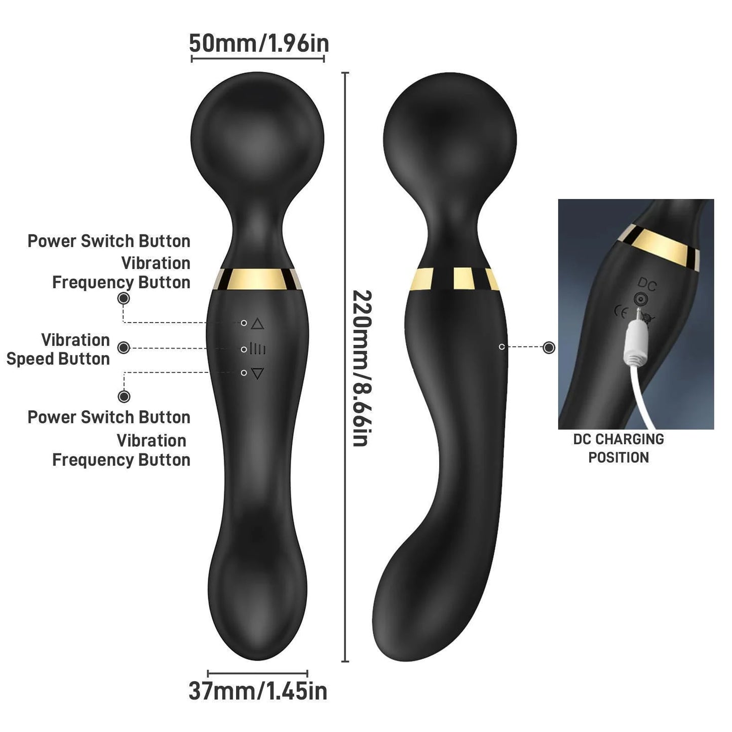 Vibrator Wand,Adult Sex Toy Wand, G Spot Dildo, Clit Vibrator, Sex Vibrators,Clitoris Stimulation,with 8 Speeds & 20 Patterns, F