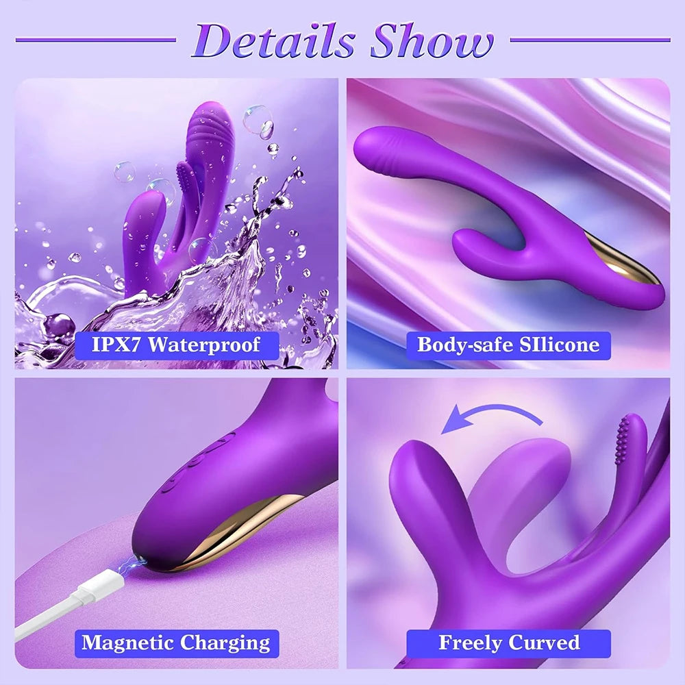 Erotii 3-in-1 Rabbit Vibrator, G-Spot & Clitoral Stimulator  with Tapping/Flapping Mode.