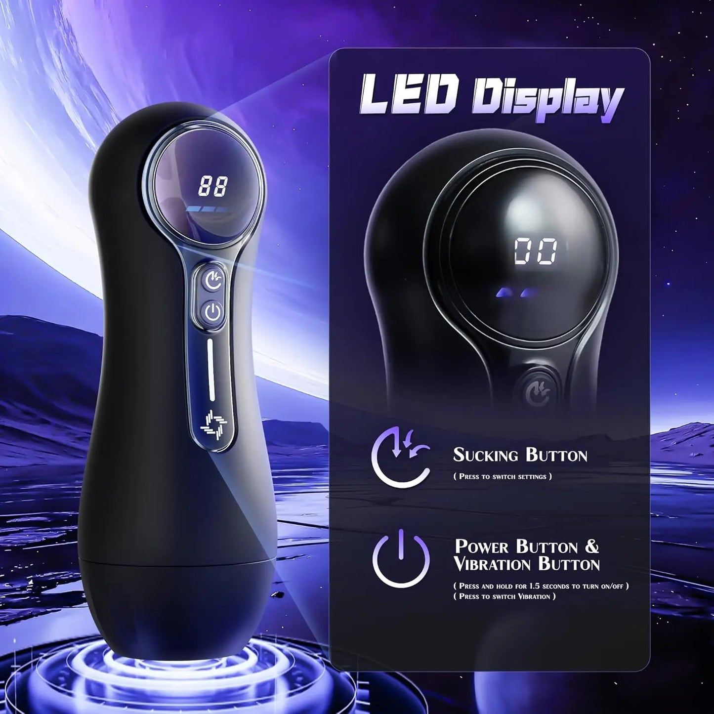 Male Masturbator Penis Pump Adult Sex Toys with 4 Sucking 9 Vibration Modes LED Display Pocket Pussy Realistic Vagina for 18 Men