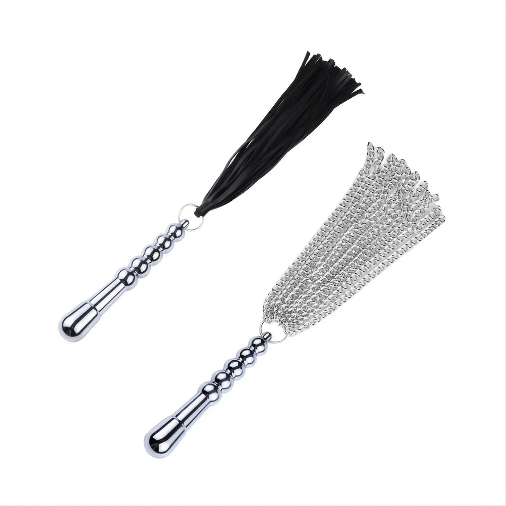 SM BDSM Metal Handle Chain Whip Flogger Flirting Fantasy Fetish Paddle Flirting Fantasy Sex Toy For SM Or Anal Sex Masturbation