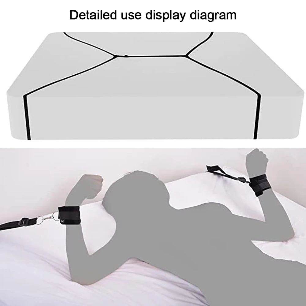 BDSM Neck to Wrist Restraints Bondage Set Adjustable Bondage Set Bed SM Games Play Sex Toys for Women Couples ﻿Adult Goods 18+