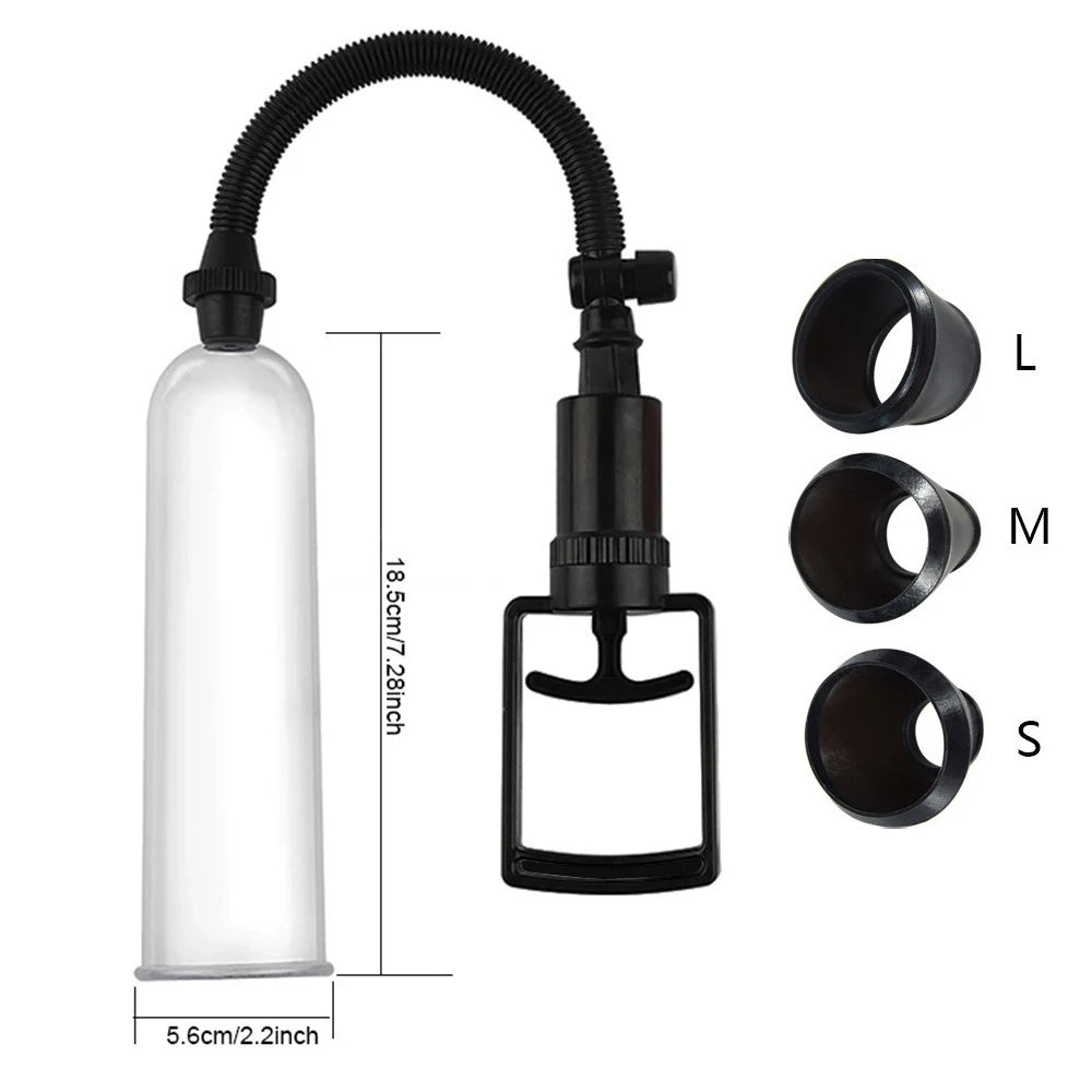 TPR Male Manual Vacuum Enlargement Pump Long Lasting Erection Booster Masturbator Penis Enlargement Male Sex Toys, Penis Pumps