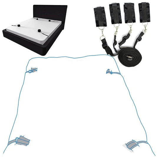 BDSM Bondage Set Adult Sex Game Handcuff Ankle Restraints Sextoy Couple Slave Sex Products Erotic Bed Strap System SM Soft Cuffs