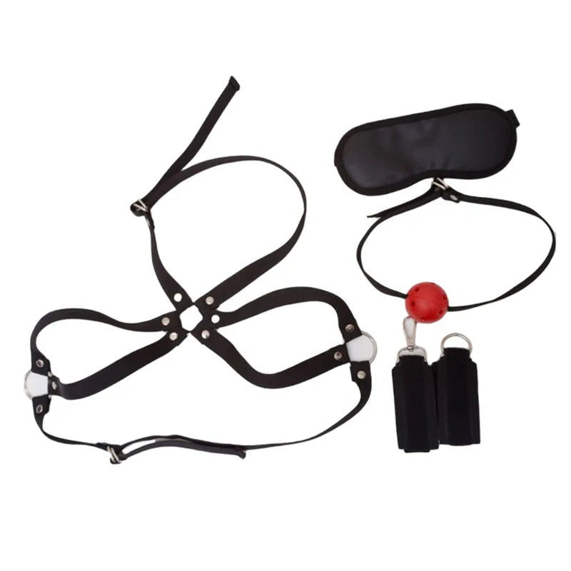 Bdsm Bondage Set Restraint Adult Game Handcuff Neck Collar Wrist Mouth Gag Strap Fetish Sex Toys For Woman Couples No Vibrator