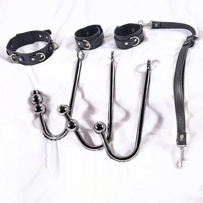 BDSM Sex Bondage Kit Restraints Bondage Restraints Metal Anal Hook Harness Necklace Bondage Handcuffs Adult Sex Toys Bondage Set
