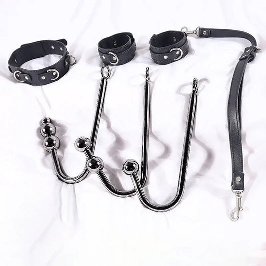 BDSM Sex Bondage Kit Restraints Bondage Restraints Metal Anal Hook Harness Necklace Bondage Handcuffs Adult Sex Toys Bondage Set