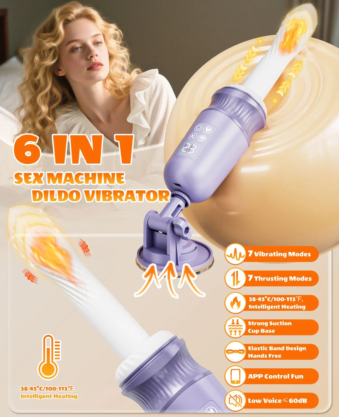 APP Control Sex Machine Thrusting Dildo Vibrator with Heating Function for Men 10 Vibrating and Thrusting Modes Adult Sex Toys