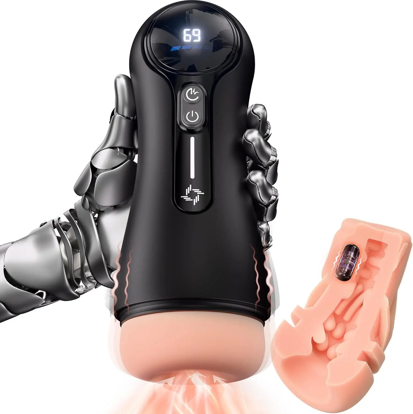 Male Masturbator Penis Pump Adult Sex Toys with 4 Sucking 9 Vibration Modes LED Display Pocket Pussy Realistic Vagina for 18 Men