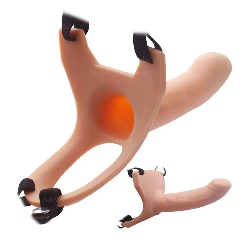 GaGu Hollow Silicone Strapon Dildo For Men Penis Pump Extend Strap On Dildo No Vibration Strap-On Penis Extender With Harness