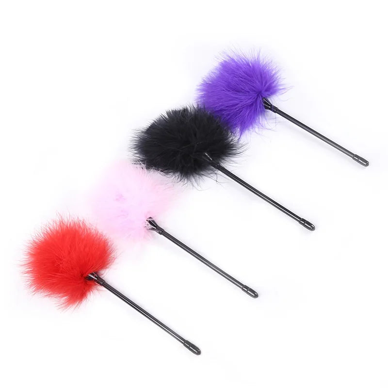 BDSM Set Sexy Leather Plush Erotic Handcuffs Flirt Feather Stick Bondage Kit Exotic Accessories Adult Games Sex Toys For Couples