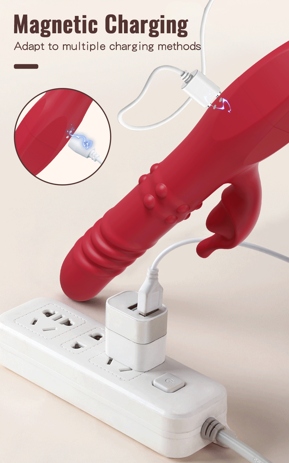 Rabbit Vibrator for Women Telescopic Dildo Powerful G-Spot Vibrating Rotating Beaded Clit Stimulator Female Masturbator Sex Toys