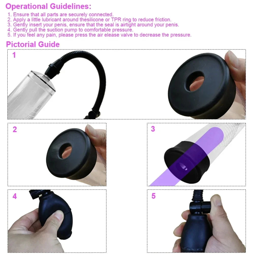 Effective Penis Pump Enlargement Vacuum Dick Extender Men Sex Toy Powerful Vacuum Pump Increase Length Enlarger Adult Product