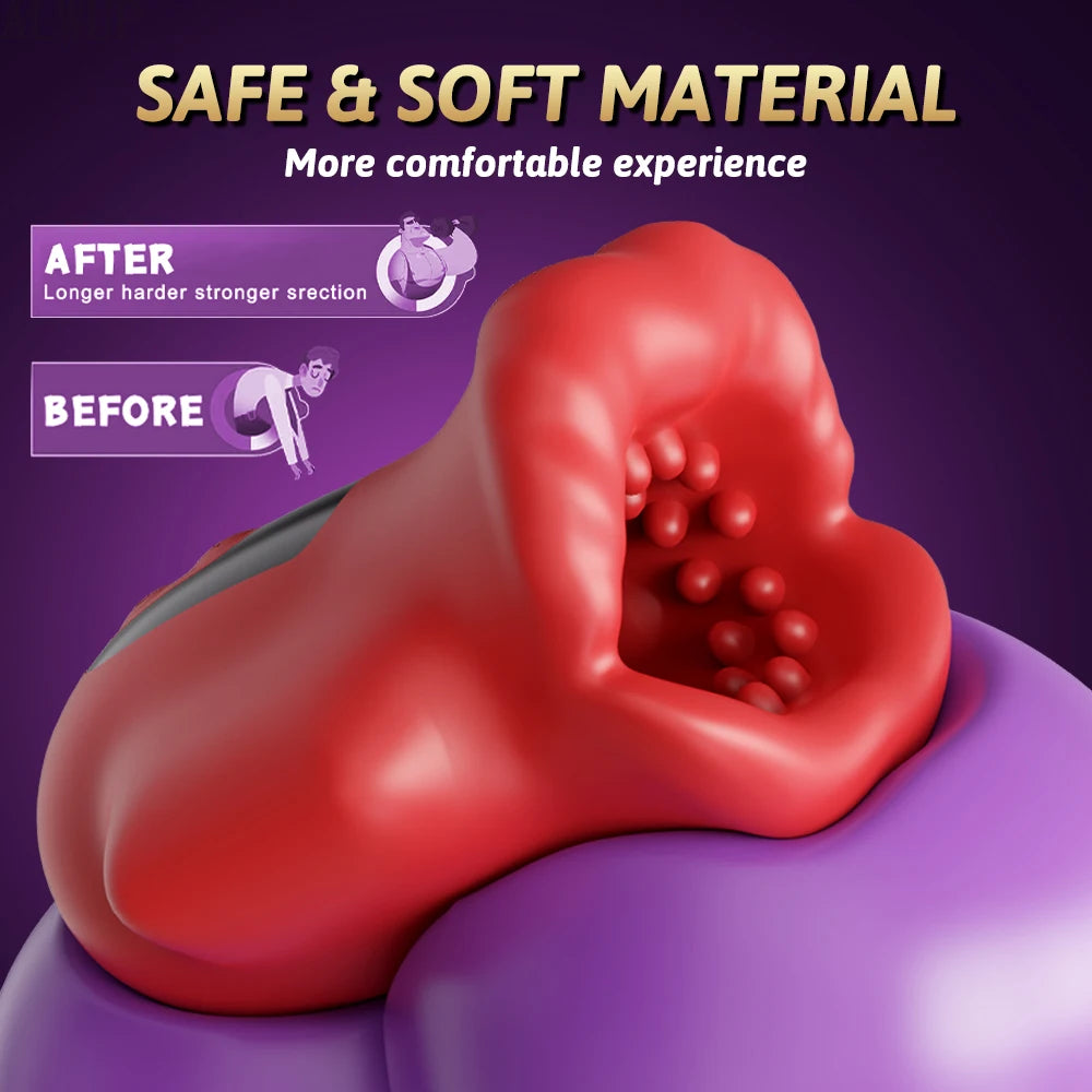 APP Mouth  Blowjob  Male  Stroker  Trainer  Adult  Toys for Prolong Endurance Pocket Pussy Vibrator Sex Toy Sex Machine for Men