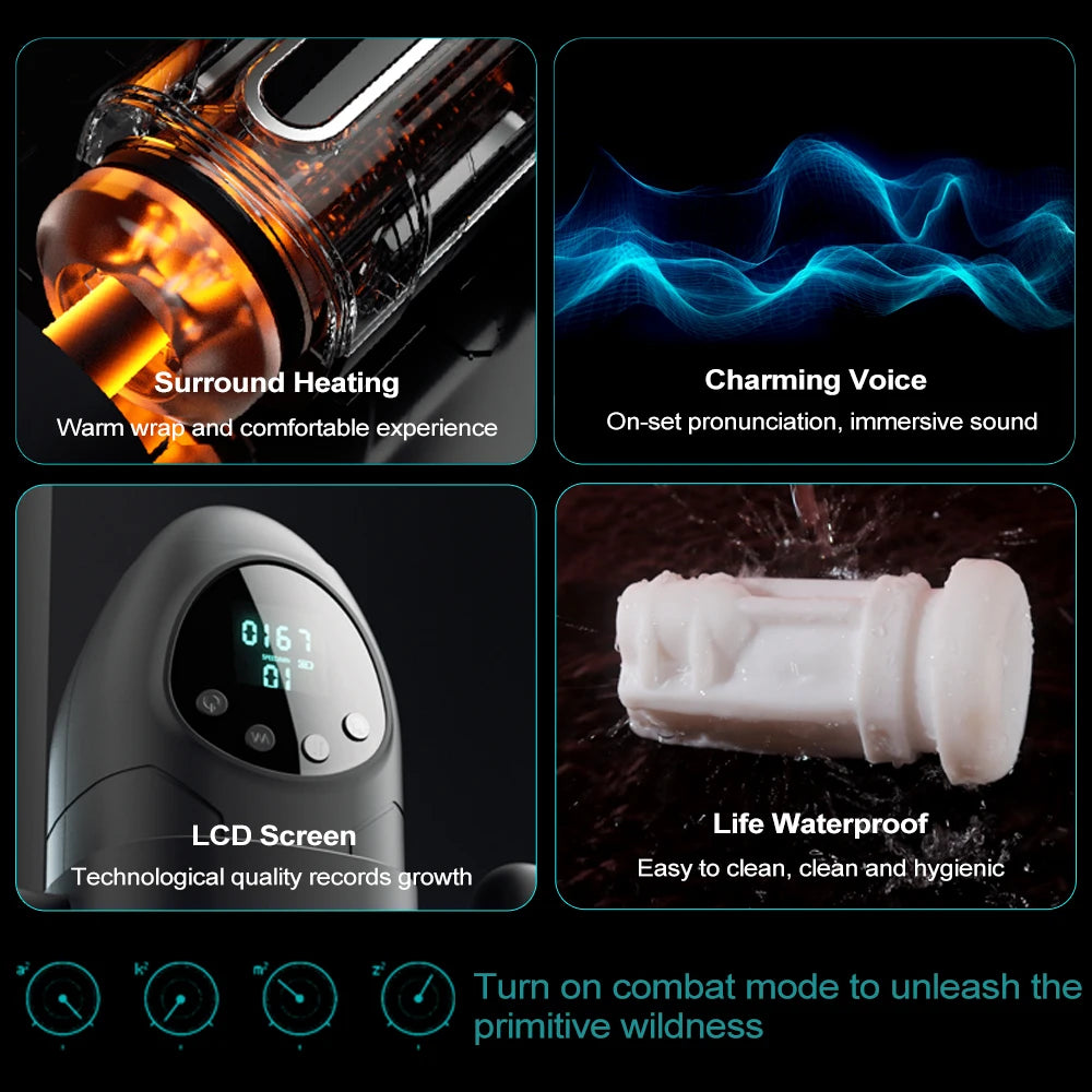 Male Vibrator Automatic Thrusting Sucking Sex Machines Pussy Penis Sleeve Blowjob with Handle LCD Display Pocket Male Adult Toys