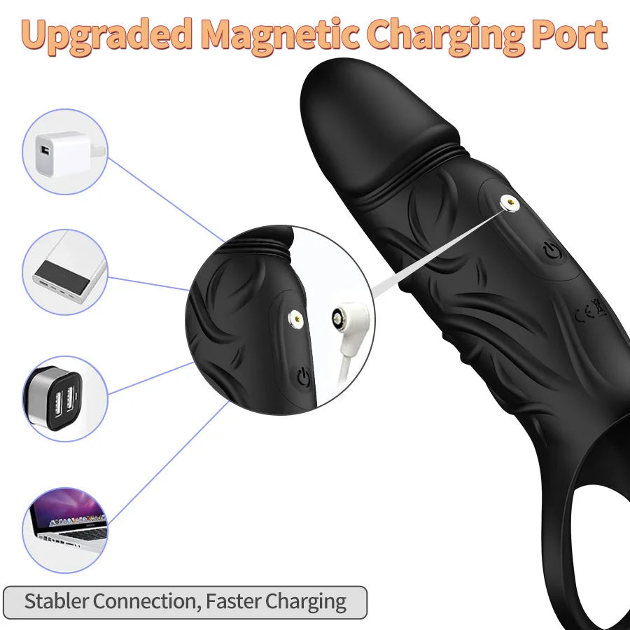 Vibrator Men's Enlargement Thickened Penis Sperm Lock Penile Sexual Crystal Wolf Teeth Set Adult Sex Toy Penis Extender Pump