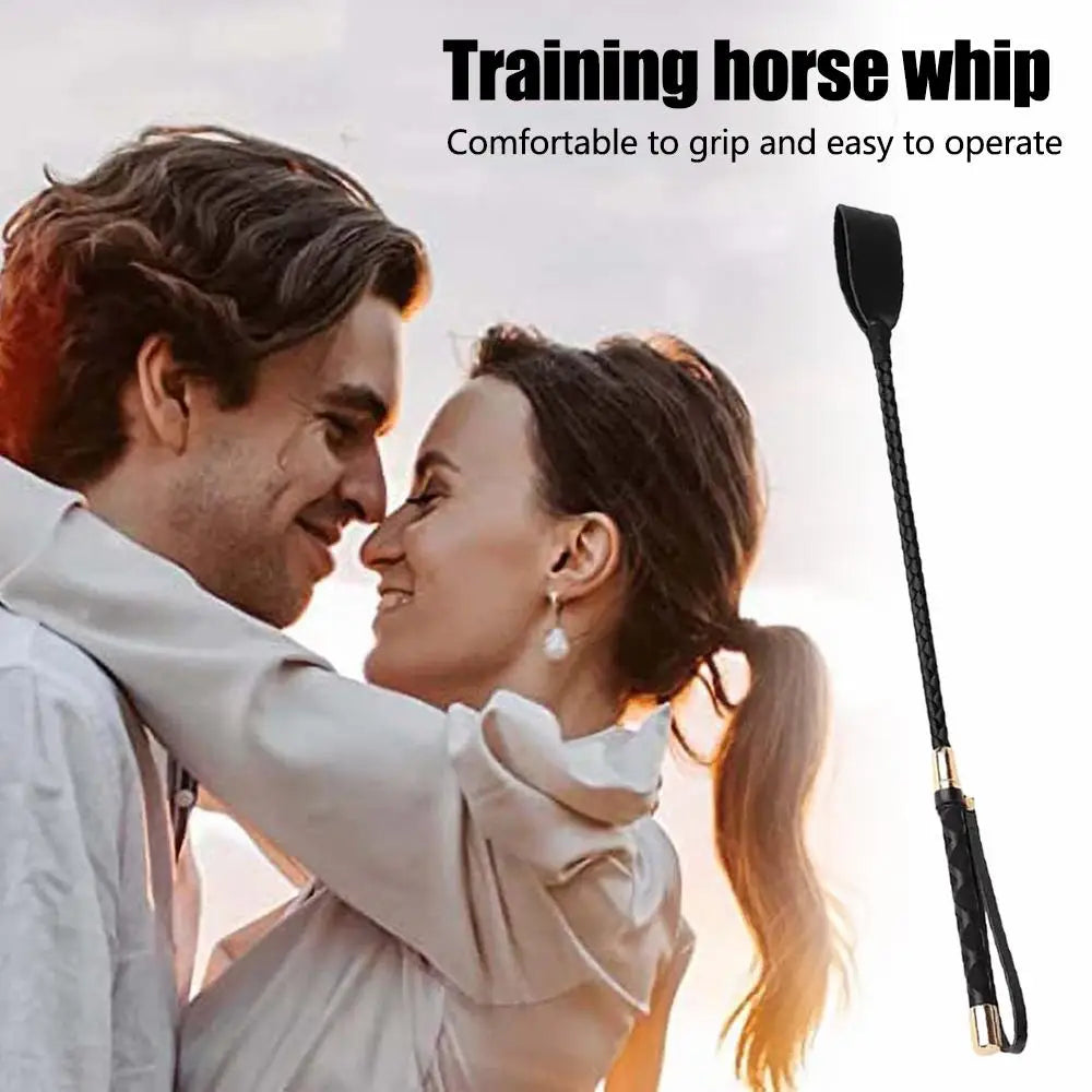 54CM Black PU Leather Spanking Paddle Long Whip Flirting Slave BDSM Bondage Flogger Sex Toys For Woman G Spot Sex Shop