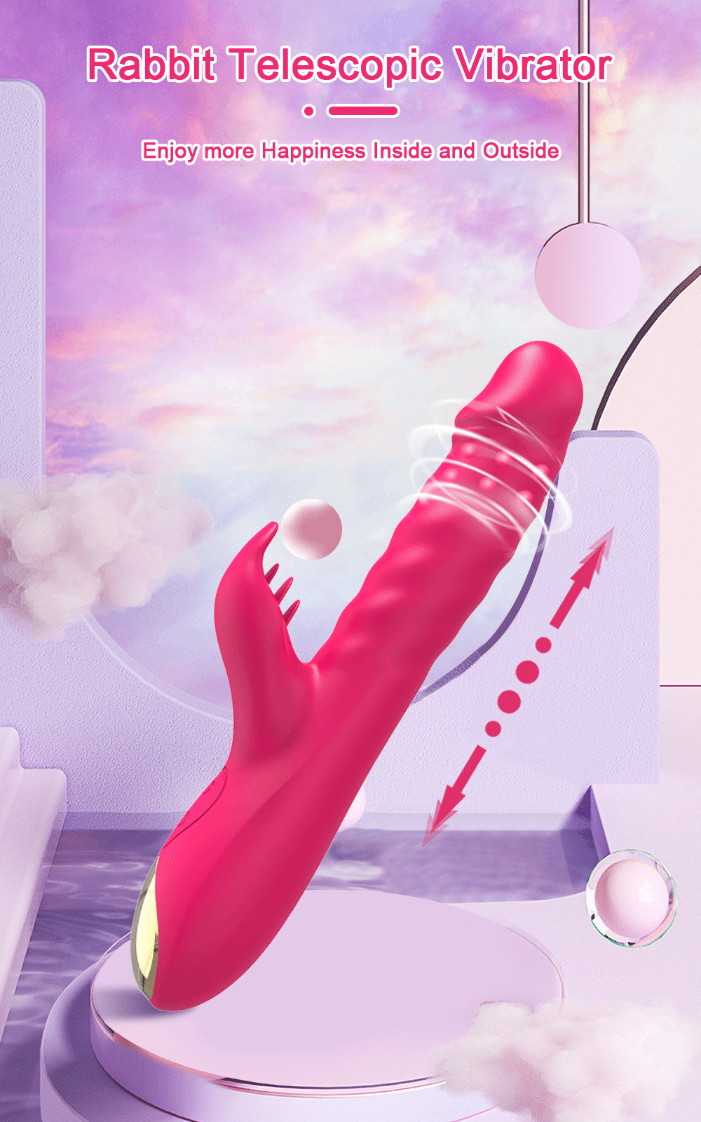Rabbit Vibrator G-Spot Vaginal Stimulator Telescopic Clitoral Female Masturbator Massager Licking Dildo Adult Sex Toys for Women