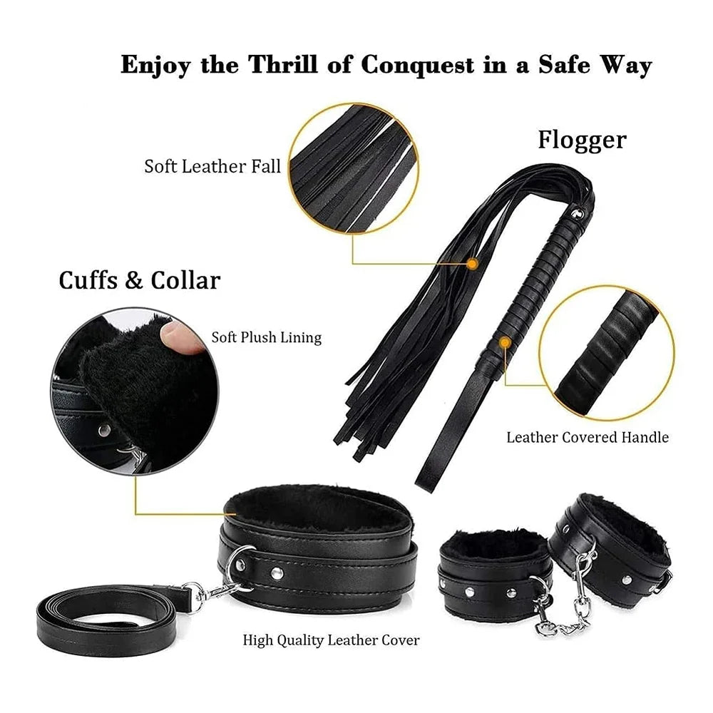 BUYBOOS Sex Bondage Restraints 11Pcs Set BDSM Leather Bondage Sets Restraint Kits Bondage Gear Accessories Adult Sex Toy