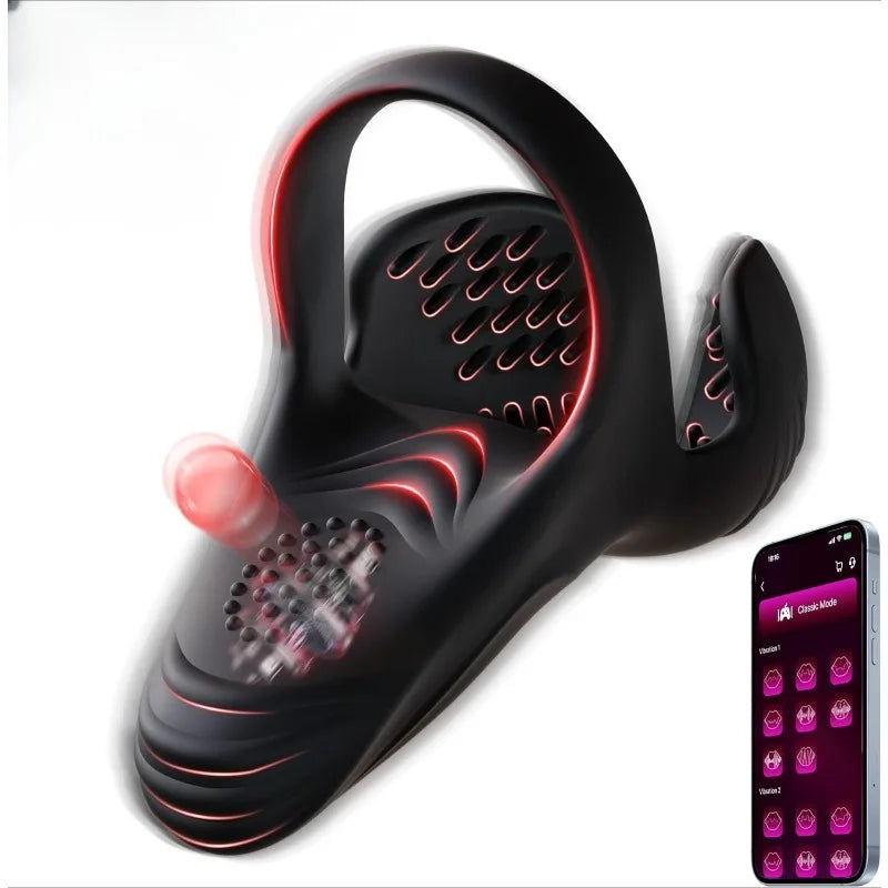 Vibrating Cock Ring Sex Toys for Men Penis Ring Vibrator with 10 Vibrations APP Control Male Sex Toy for Men Couple