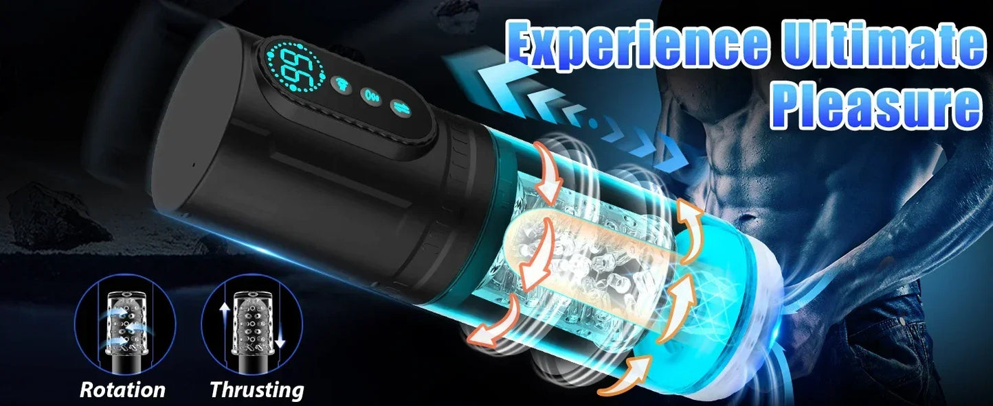 Automatic Telescoping Male Masturbator Cup Penis Pump Pocket Pussy with 9 in 1 Suction Vibrating Modes App Controll Sex Toy