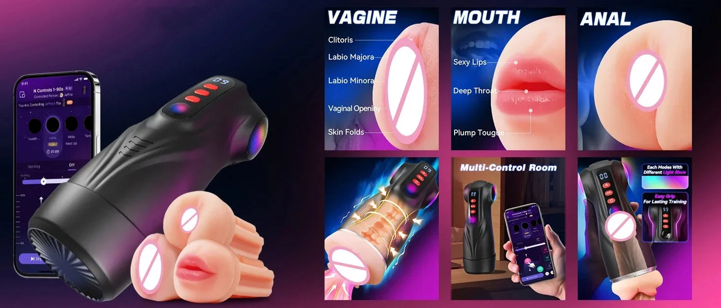 Automatic Male Masterbator with APP Control 9 Sucking Vibrating Thrusting Modes Men Sex Toys Penis Pump Adult Blowjob Stroker