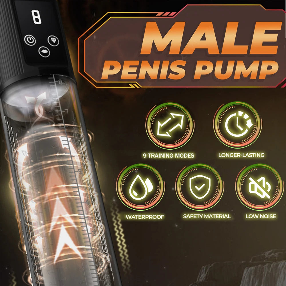 Electric Penis Pump for Enlargement Man Vacuum Pump Enlargement Extend Pump Male Masturbator Penile Bigger Trainer Adult Sex Toy