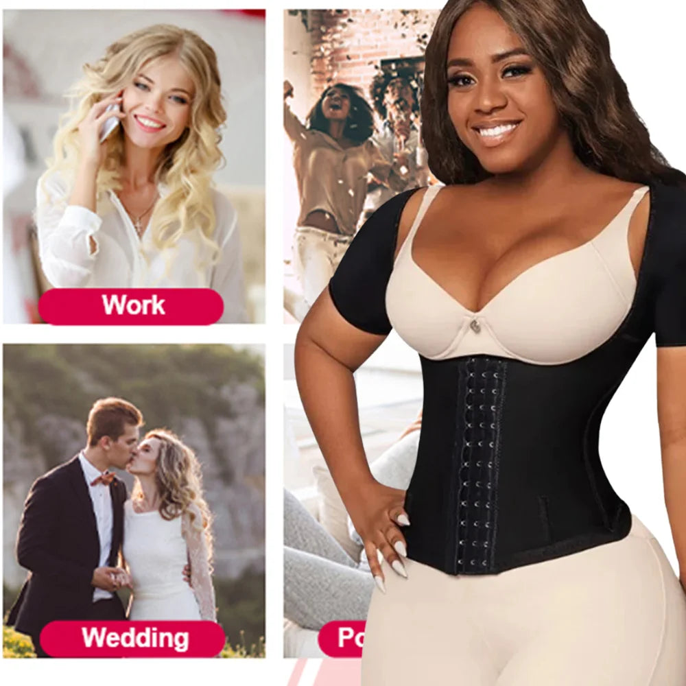 Corset Reducing Shaper Colombian Waist Trainer fo Women Shapewear High Compression Girdles Slimming Flat Sheath Sleeved Corset