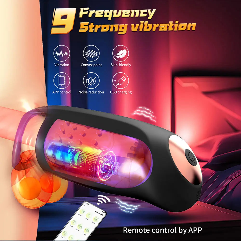 Sex Toys Male Masturbator Penis Vibrator 9 Vibrating & Licking Stroker with App Control 360° Wrapping Adult Sex Toy Sex Machine