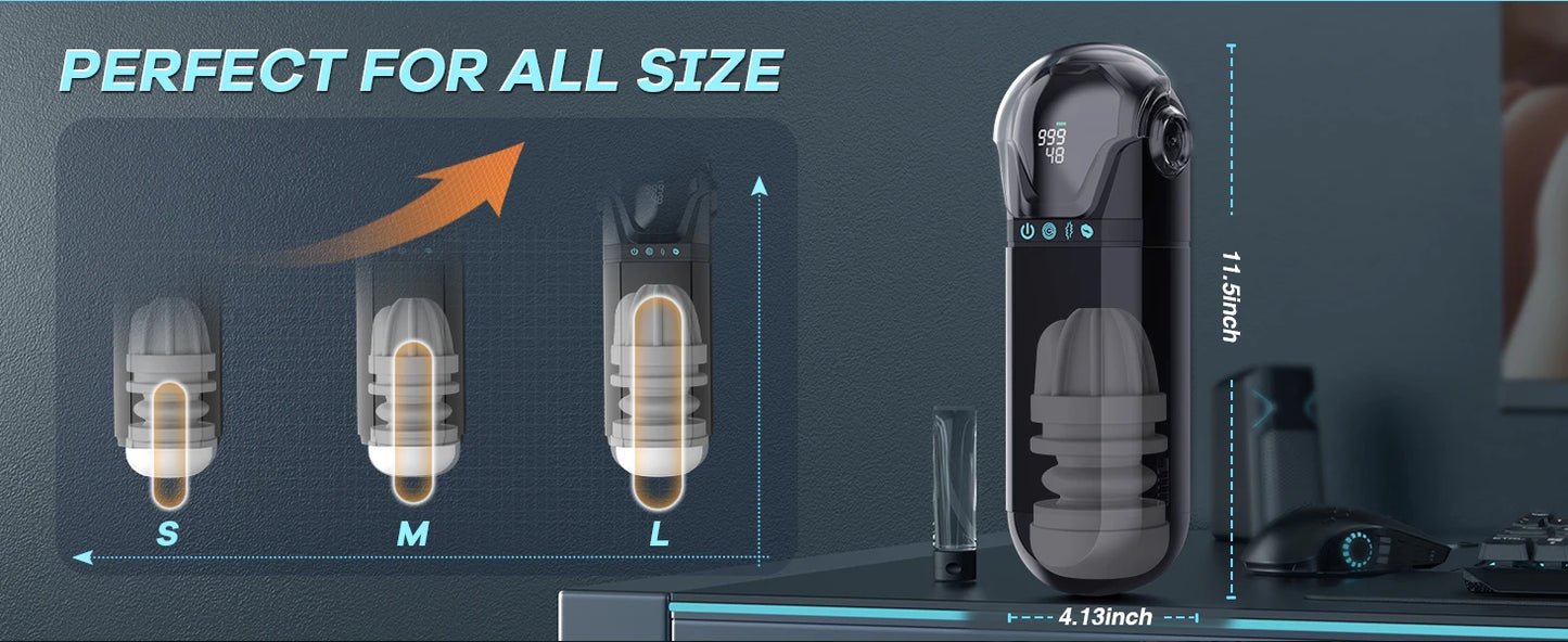 Automatic Telescoping Male Masturbator Cup Penis Pump Pocket Pussy with 9 in 1 Suction Vibrating Modes App Controll Sex Toy