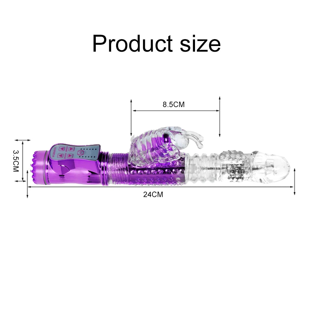 Telescopic Rotation Dildo Rabbit Vibrator G Spot Vagina Massager Clitoris Stimulator Female Masturbator Sex Toys For Women