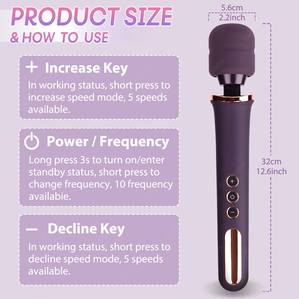 Personal Massager 10 Speed Powerful Big Vibrator Handheld Cordless Magic Wand Vibrator Clitoris Vibrators Sext Toy for Women