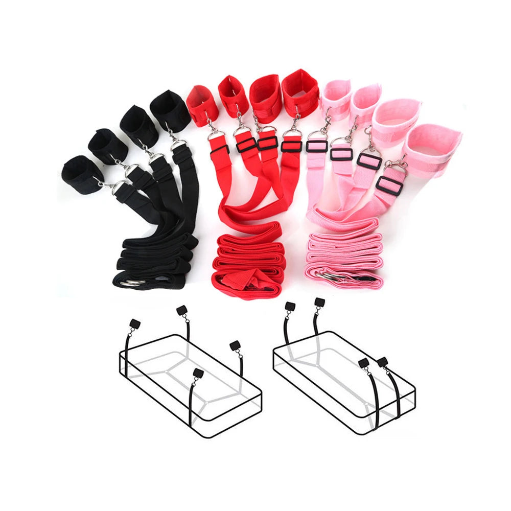 BDSM Bed Strap Bondage Alternative Binding on The Bed with Plush Binding Sex Toys,Flirting Handcuffs Footcuffs,Sm Self Bondage