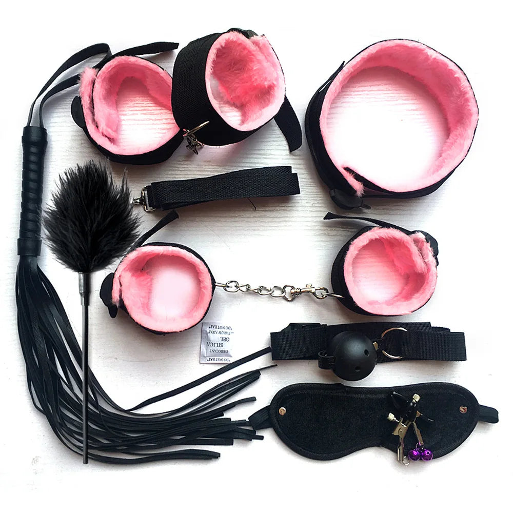 Adult BDSM Bondage Set Soft Cuffs Handcuff  Ankle Restraints Sex Toys Kit for Couples Women Slave Bed SM Strap for Enhanced Play