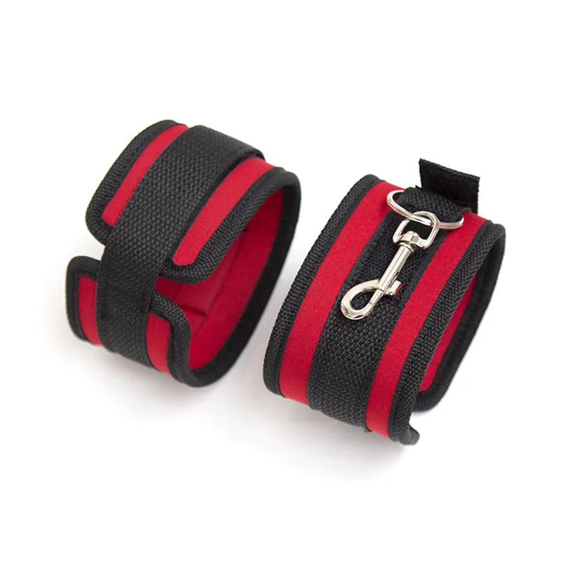 BDSM Restraint Set Bondage Handcuffs & Ankle Fetish Cuffs Slave On The Bed Open Leg Flirt Sex Toys For Women Couples Erotic Shop