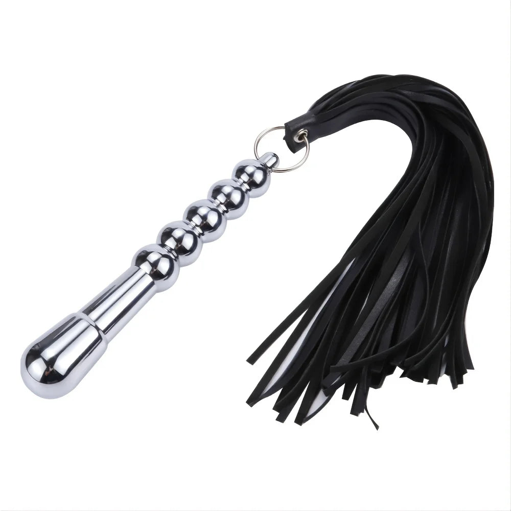 SM BDSM Metal Handle Chain Whip Flogger Flirting Fantasy Fetish Paddle Flirting Fantasy Sex Toy For SM Or Anal Sex Masturbation
