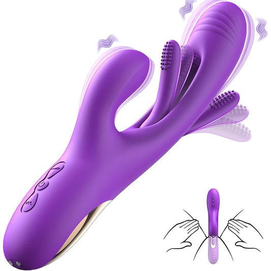 3-in-1 Rabbit Vibrator for Women, G-Spot & Clitoral Stimulator with Tapping/Flapping Modes, Rechargeable & Waterproof