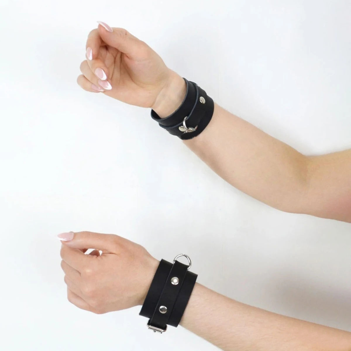 Unisex Leather Bracelet BDSM Bondage Leather Handcuffs Buckle Adjustable Vintage Punk Fetish Clothing Restraints Kink Toy