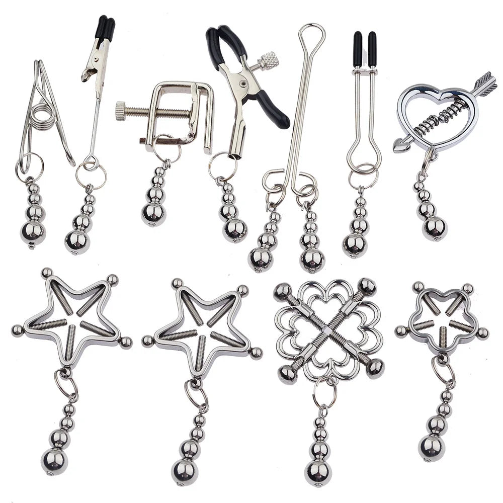 BDSM Bondage Nipple Clamp Sex Breast Clamp Clips Metal Nipple Shaking Clamps Breast Clip Sex Slaves Breast-Enhancing