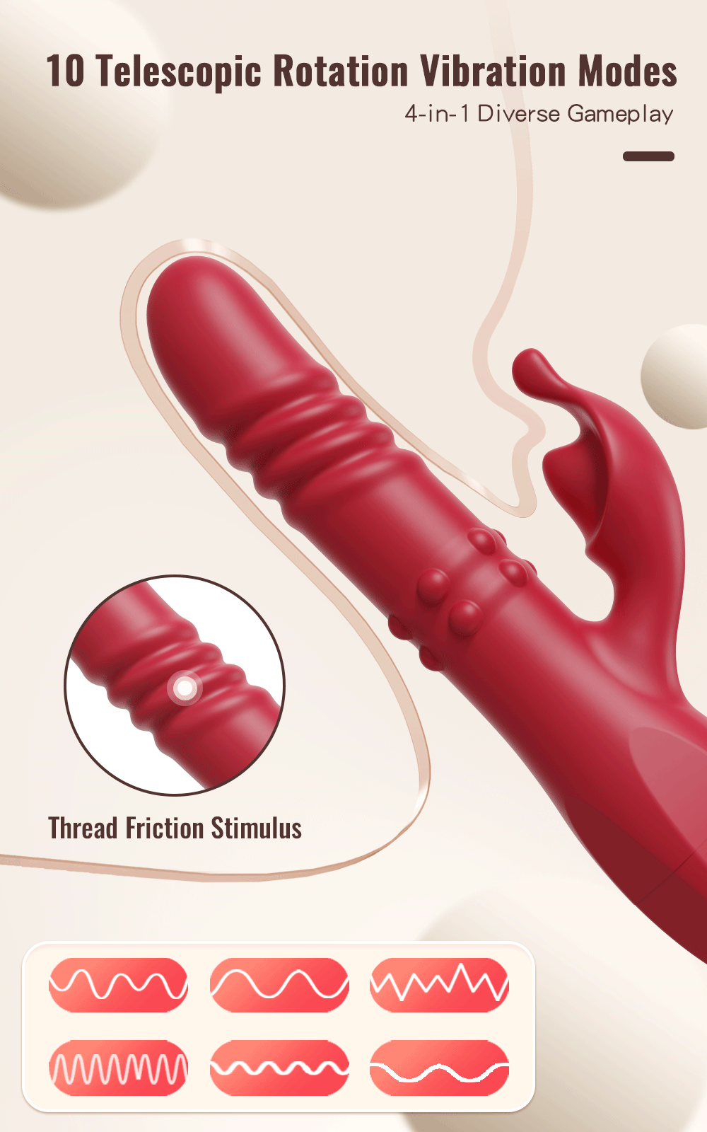 Erotii Premium rabbit vibrator & telescopic dildo with powerful rotating and vibrating functions.