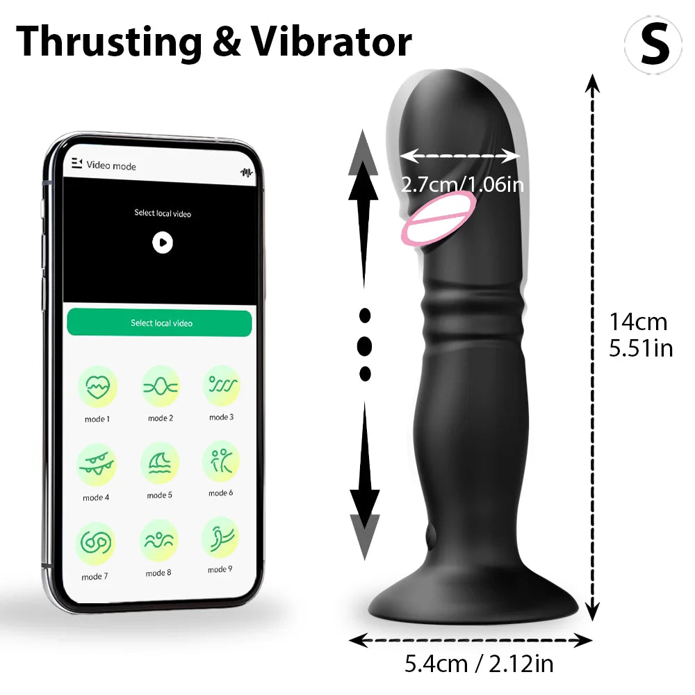 Thrusting Sex Toys Anal Plugs Vibrator APP Wireless Telescopic Anal Dildo Witn Suction Cup Prostate Massager Butt Plug for Men