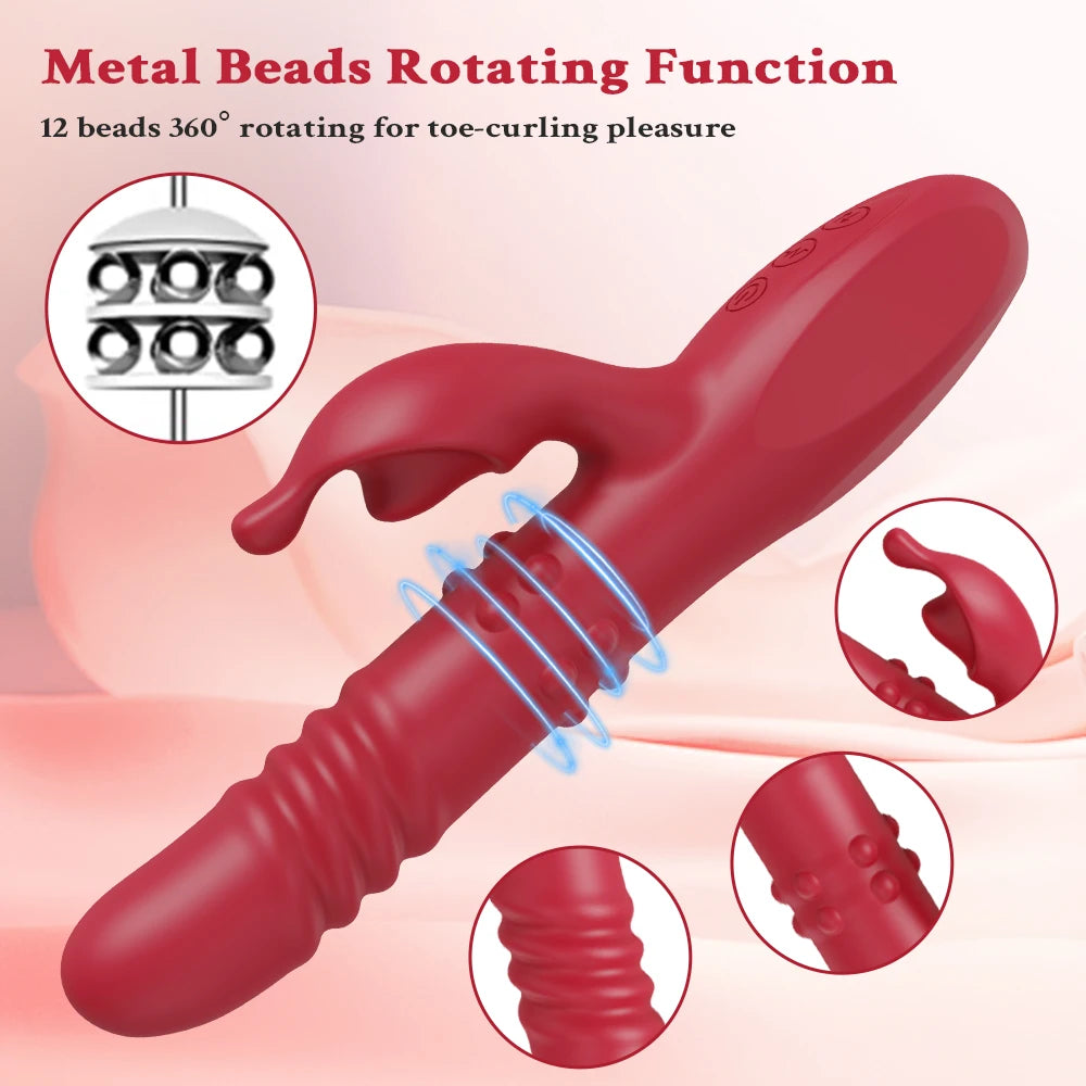 Erotii Premium rabbit vibrator & telescopic dildo with powerful rotating and vibrating functions.