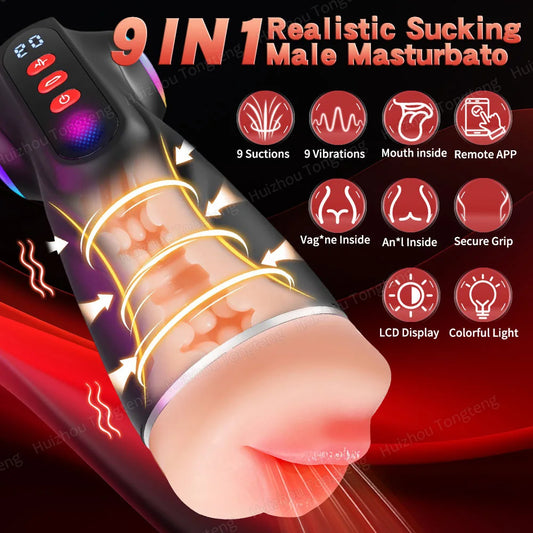Automatic Male Masterbator with APP Control 9 Sucking Vibrating Thrusting Modes Men Sex Toys Penis Pump Adult Blowjob Stroker