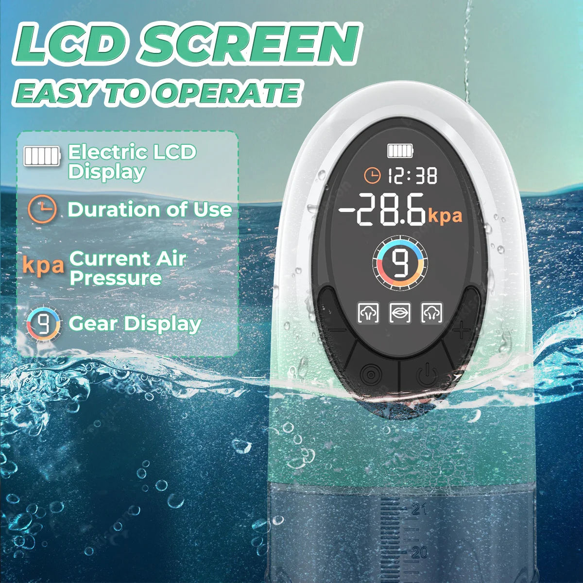 Penis Pump Male Sex Toys Electric Vacuum IPX7 Waterproof LCD Display 4 Pressure Levels 9 Suction Training Penis Extender Bigger