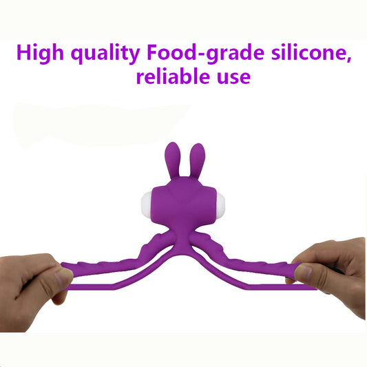 Dual Vibrating Cock Ring Dick Penis Ring Cockring Soft Silicone Adult Sex Toys for Men for Couples Enhancing Harder Erection