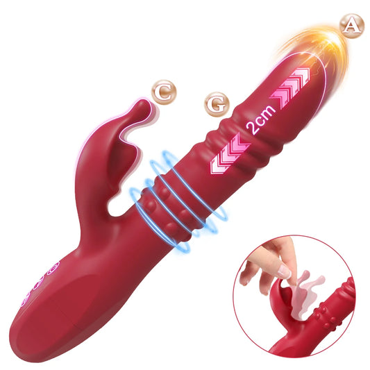 Erotii Premium rabbit vibrator & telescopic dildo with powerful rotating and vibrating functions.