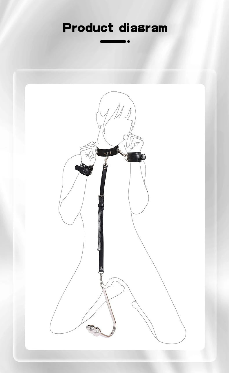 BDSM Sex Bondage Kit Restraints Bondage Restraints Metal Anal Hook Harness Necklace Bondage Handcuffs Adult Sex Toys Bondage Set