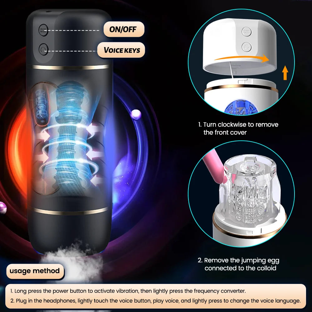 Male Masturbator Cup Intelligent Voice Interaction Penis Trainer Penetration Masturbator Sex Machine Adult Sex Toys for Men
