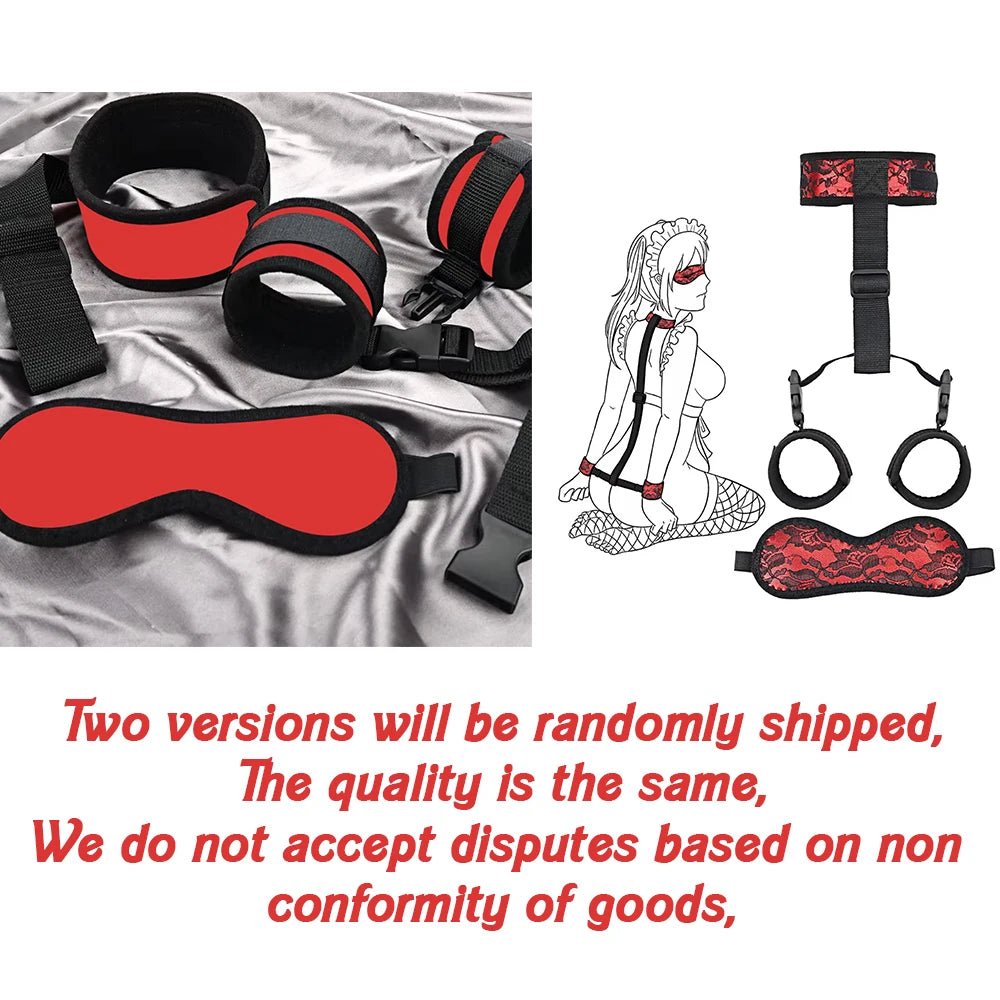 BDSM Adult Sex Toy Kits Sets for Sexy Games Bondage Mask Set Feather Handcuffs Ankle Cuff Restraints for Couple Sexual Aids ﻿18+