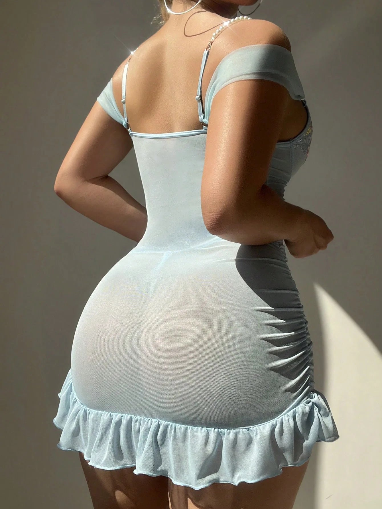 Lingerie Tops For Women Lace Women's Sheer Mesh Deep V Neck Transparent Sleepwear Nightgown Sheer Bodysuit For Women Lingerie